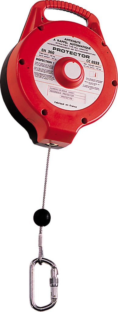 Self retractable fall arrest equipment - 10 mtr steel cable . 1 karabiner - EN360