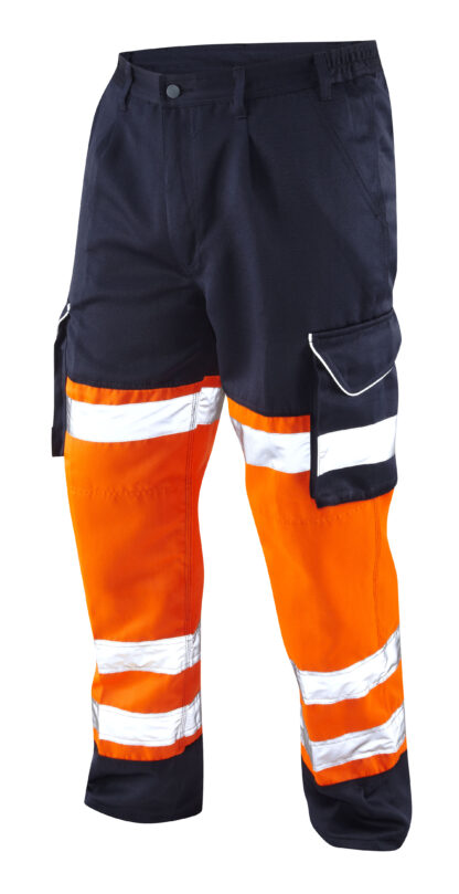LEO BIDEFORD ISO 20471 Class 1 Cargo Trouser Orange/Navy CT01-O/NV