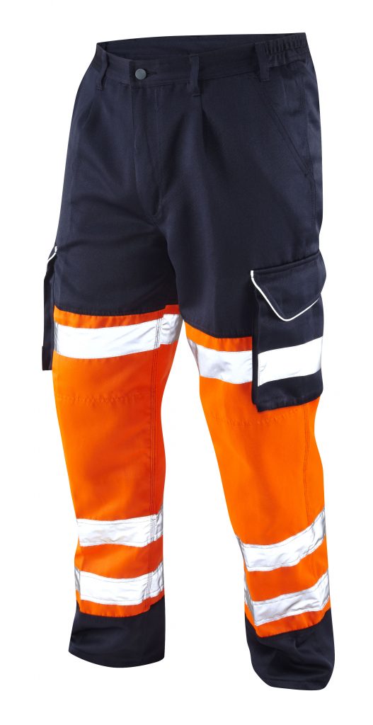 LEO BIDEFORD ISO 20471 Class 1 Cargo Trouser Orange/Navy CT01-O/NV