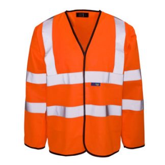 Hi Visibility Double Banded Sleeved Waistcoat - Orange