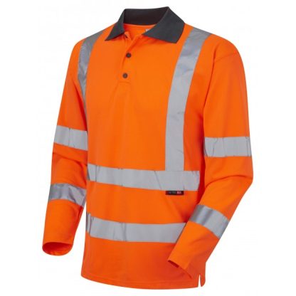 Leo Woolsery Hi visibility Coolviz Polo Shirt Orange Long Sleeve - P06