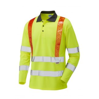 Leo BICKLETON  Hi visibility Coolviz Polo Shirt Yellow - with orange braces