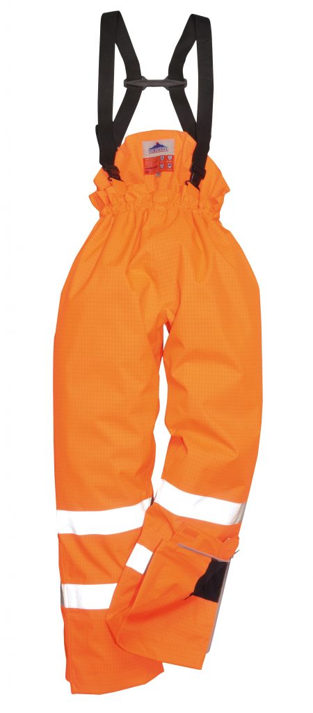 Waterproof and Breathable Salopette Trouser HI Viz Orange FR-antistatic