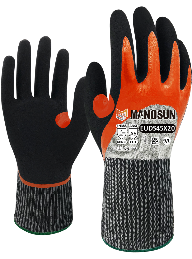 Manosun EUDS45X20 double dipped 3/4 nitrile - EN388 4X43 EN407 X1XXXX