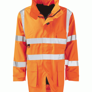Flame Retardant Anti-Static Weather Proof Jacket Hi Viz Orange