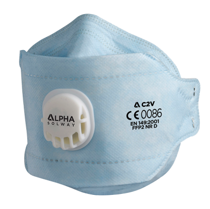 C2V Pleated Fold Flat Valved Respirator - Box 0f 20  - Globus