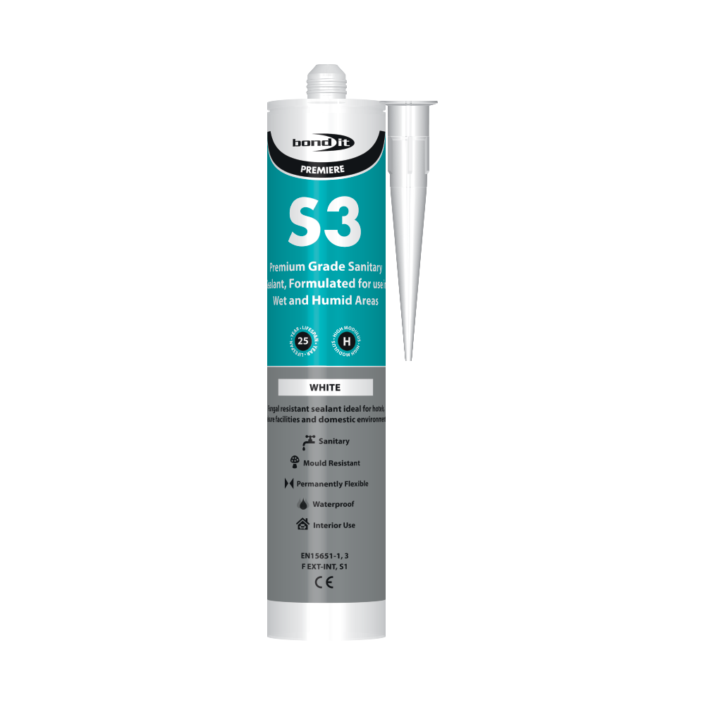 Silicone Sealant Kitchen & Bathroom, White, 310ml S3 Grade BDS3WH