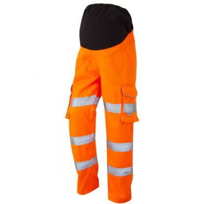 Poly/Cotton Ladies Maternity Cargo Trouser Orange - CM01-O - Leo
