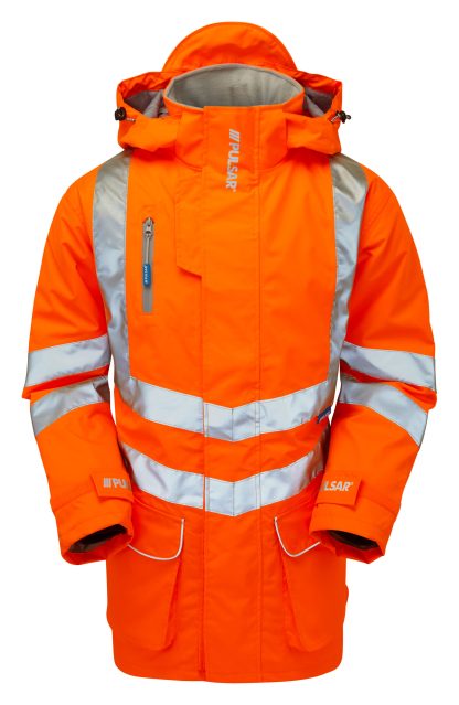 PULSAR® Unlined Storm Coat - Hi Visibility Orange PR499 - Image 2