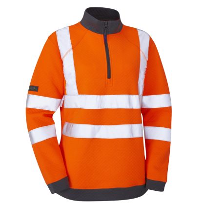 Elberry ISO 20471 Class 2 Women's EcoViz® PC 1/4 Zip Sweatshirt Orange - Leo - Image 3