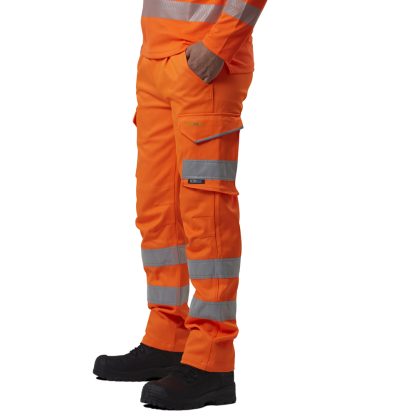 Kingford ISO 20471 Class 1 EcoViz Stretch Poly/Cotton Cargo Trouser Orange - Leo - Image 3