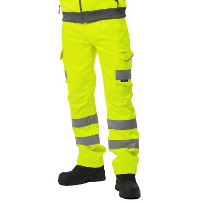 Kingford ISO 20471 Class 1 EcoViz Stretch Poly/Cotton Cargo Trouser Yellow - Leo - Image 2