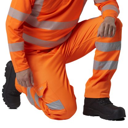 Kingford ISO 20471 Class 1 EcoViz Stretch Poly/Cotton Cargo Trouser Orange - Leo - Image 4