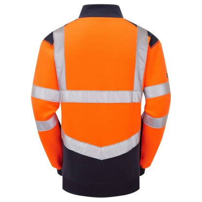 Tapeley ISO 20471 Cl 2 EcoViz PC Dual Colour 1/4 Zip Sweatshirt Orange/Navy - Leo - Image 4