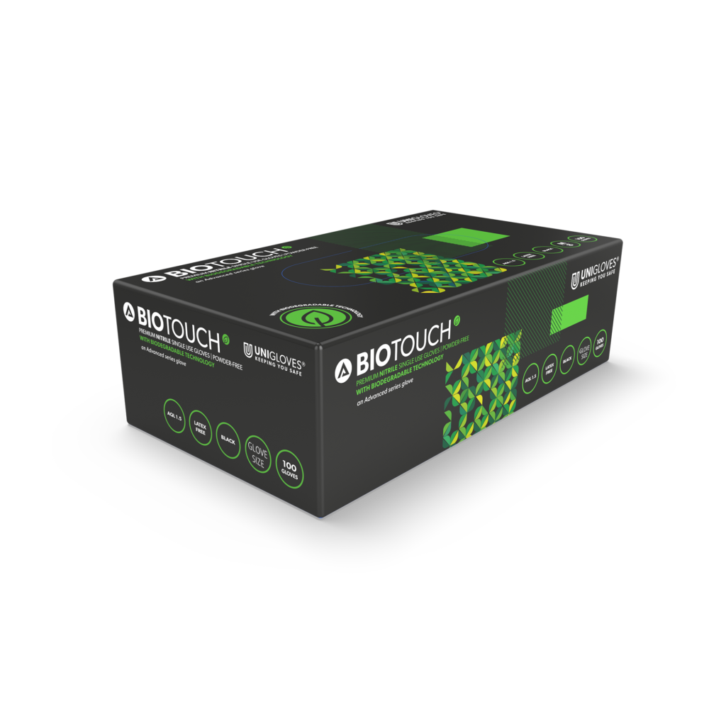 BIOTOUCH black biodegradable nitrile disposable gloves box 100 CR Safety Consumables