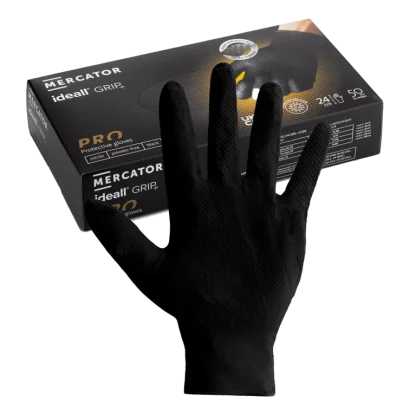 Black Ideall® Grip 5.2mil black nitrile glove