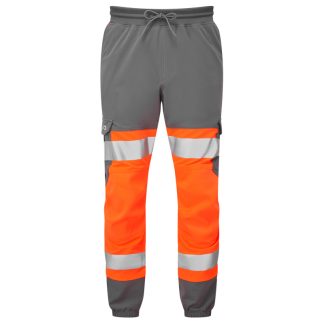 Hawkridge ISO 20471 Class 1 EcoViz 4X Jog Trouser Orange/Grey - JT01 Leo