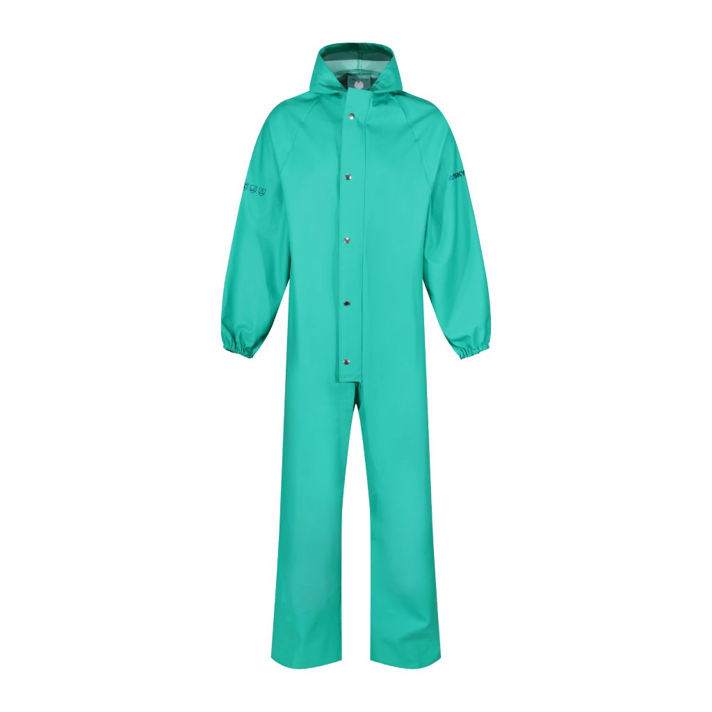 Skytec Chemsol hooded suit with elasticated cuffs. Chemical Coveralls- CSBH-EW